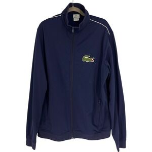 Lacoste Men 4X (fits like 2X) Navy Blue Track Jacket Embroidered Crocodile